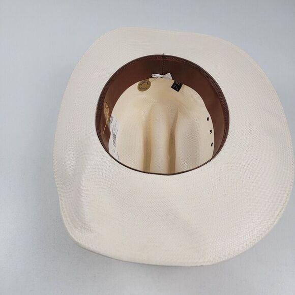 Stetson 10x Spartan Natural Straw Round Oval Western Cowboy Hat 7 1/4 NWD - Picture 10 of 16
